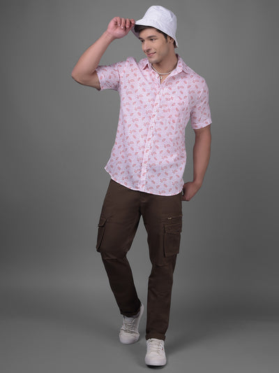 Pink Linen Shirt-Men Shirts-Crimsoune Club