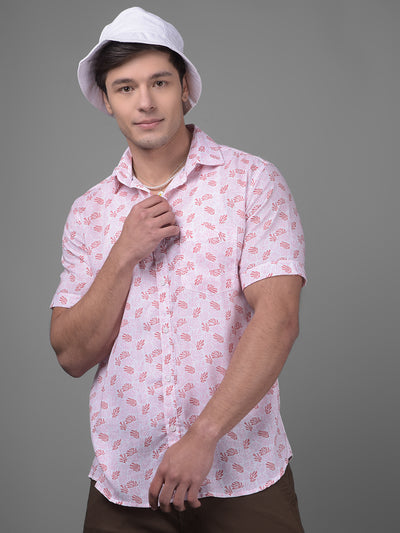 Pink Linen Shirt-Men Shirts-Crimsoune Club
