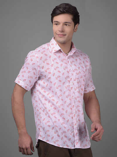 Pink Linen Shirt-Men Shirts-Crimsoune Club