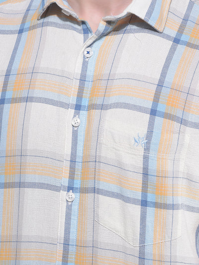 Blue Tartan Check 100% Cotton Shirt-Men Shirts-Crimsoune Club