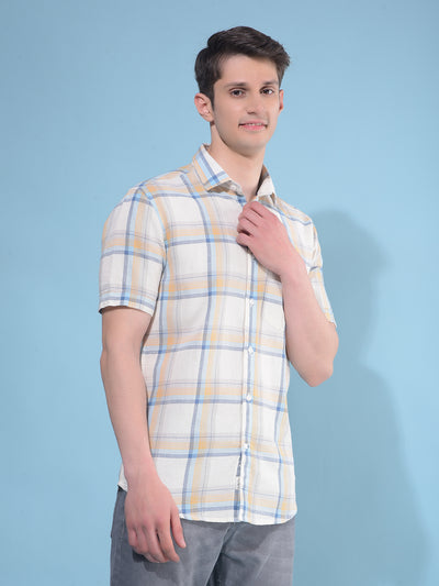 Blue Tartan Check 100% Cotton Shirt-Men Shirts-Crimsoune Club