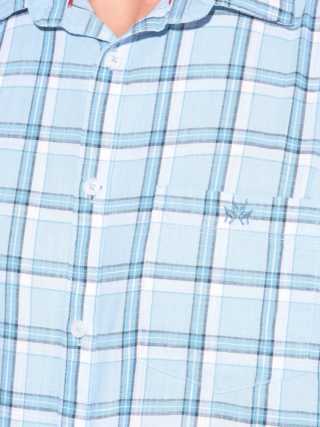 Blue Tartan Check 100% Cotton Shirt-Men Shirts-Crimsoune Club