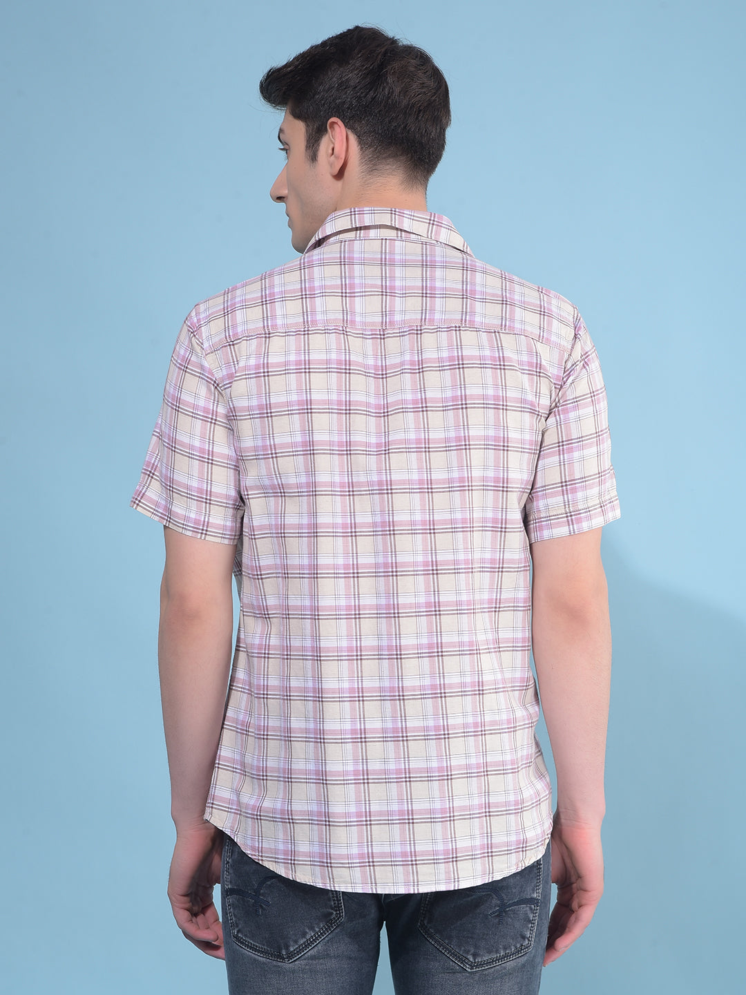 Purple Tartan Check Linen Shirt-Men Shirts-Crimsoune Club