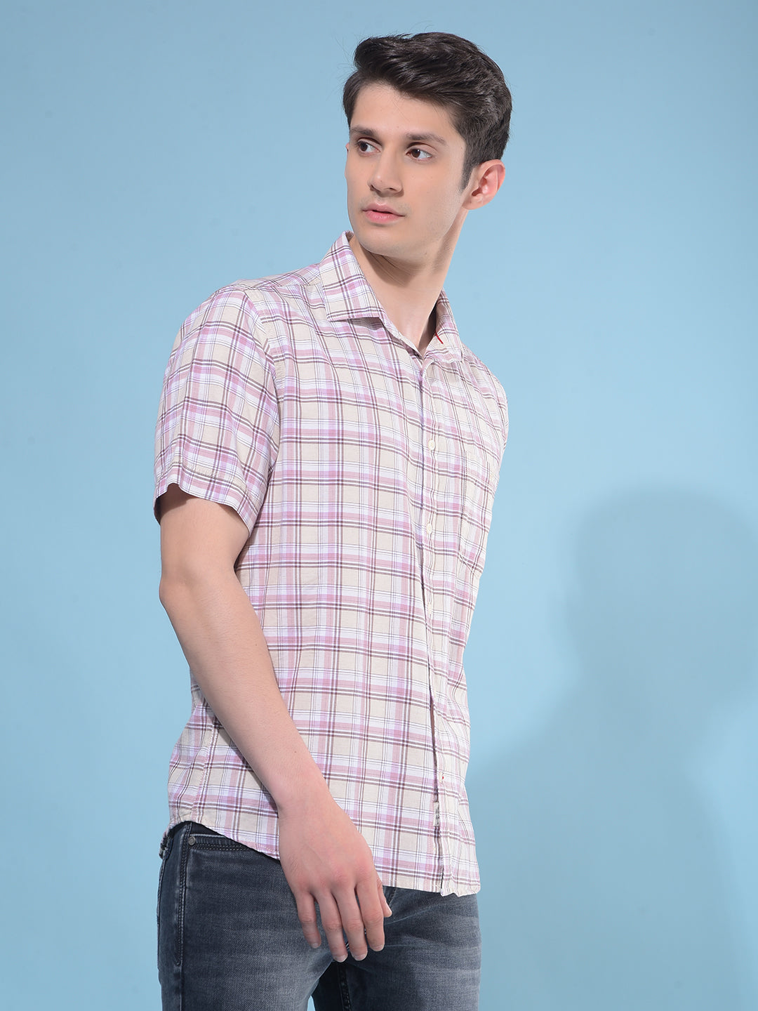 Purple Tartan Check Linen Shirt-Men Shirts-Crimsoune Club