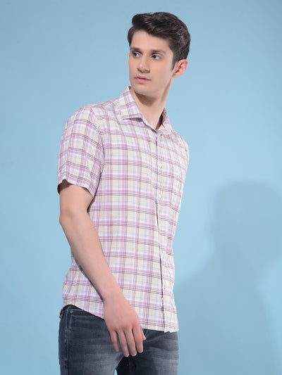 Purple Tartan Check Linen Shirt-Men Shirts-Crimsoune Club