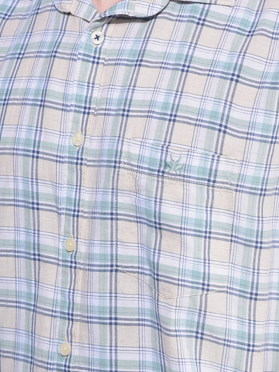 Green Tartan Check Linen Shirt-Men Shirts-Crimsoune Club