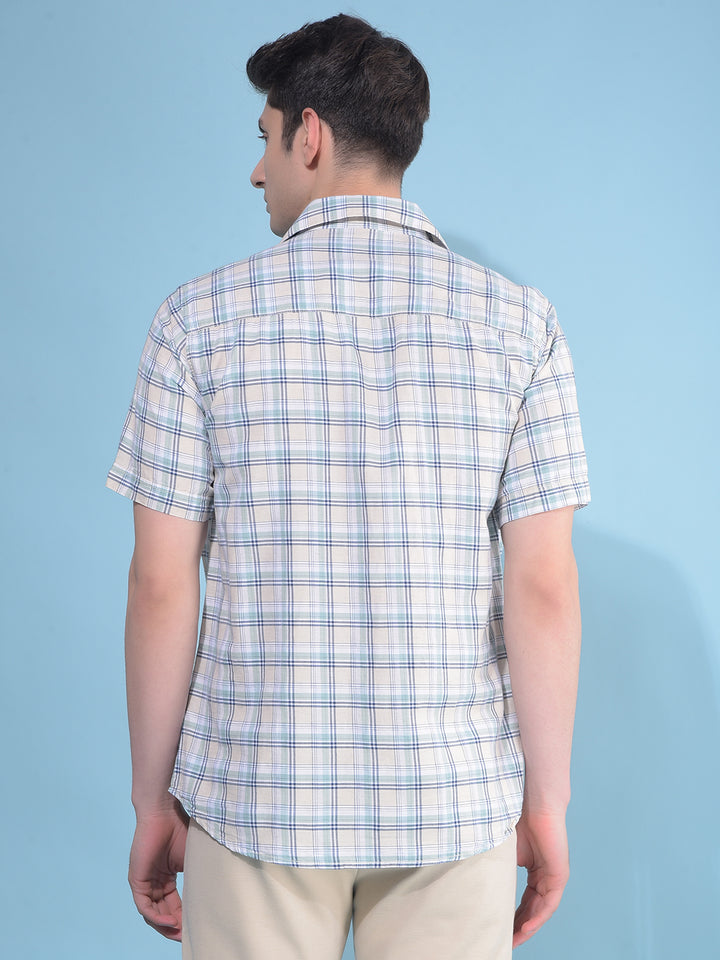Green Tartan Check Linen Shirt-Men Shirts-Crimsoune Club