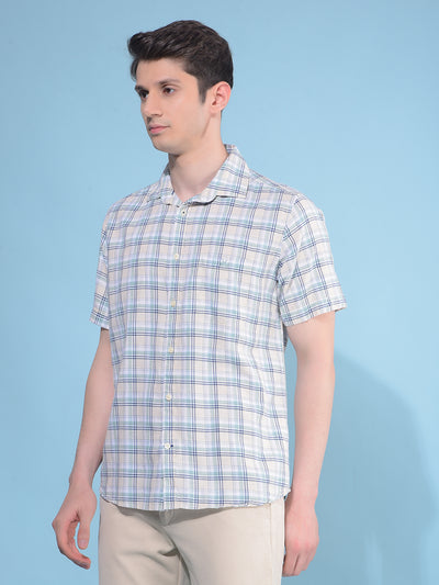 Green Tartan Check Linen Shirt-Men Shirts-Crimsoune Club