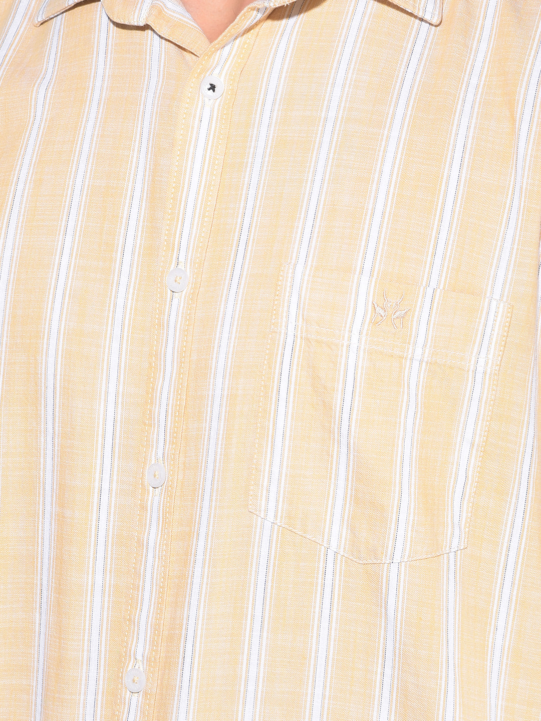 Yellow Vertical Striped 100% Cotton Shirt-Men Shirts-Crimsoune Club