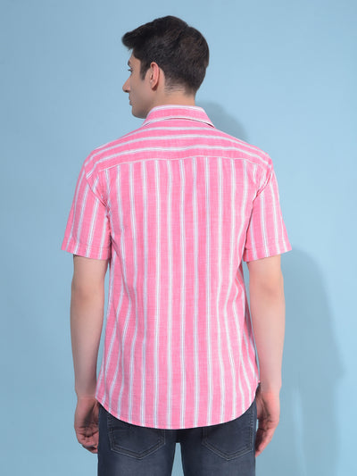 Pink Vertical Striped 100% Cotton Shirt-Men Shirts-Crimsoune Club
