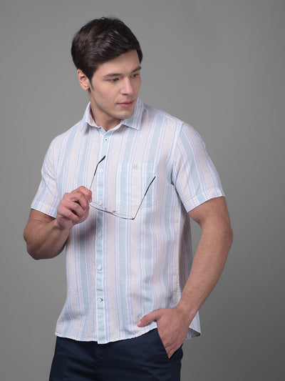 Multicolored Linen Shirt-Men Shirts-Crimsoune Club