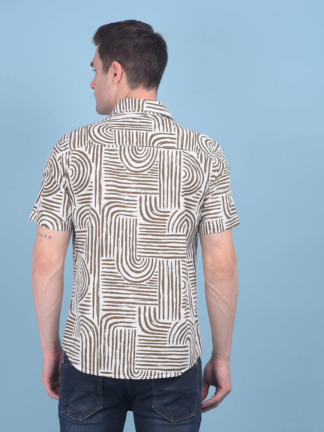 Printed Brown 100% Cotton Shirt-Men Shirts-Crimsoune Club