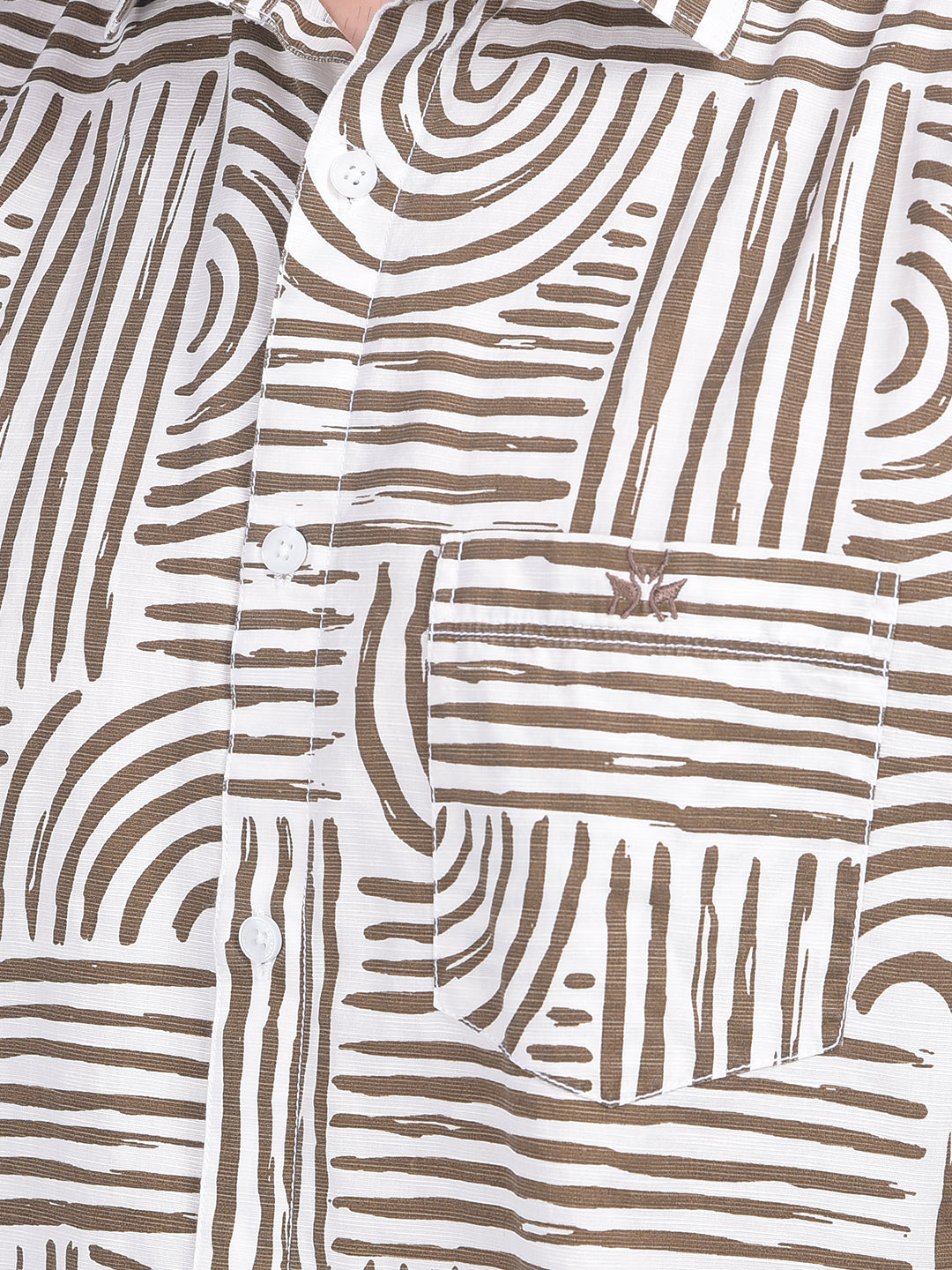 Printed Brown 100% Cotton Shirt-Men Shirts-Crimsoune Club