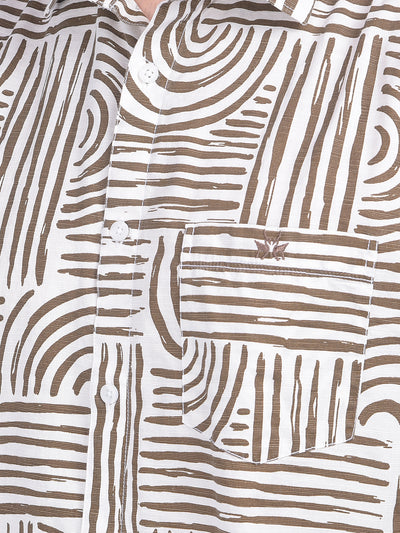 Printed Brown 100% Cotton Shirt-Men Shirts-Crimsoune Club