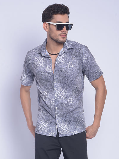 Grey Printed Shirt-Men Shirts-Crimsoune Club