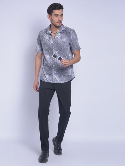 Grey Printed Shirt-Men Shirts-Crimsoune Club