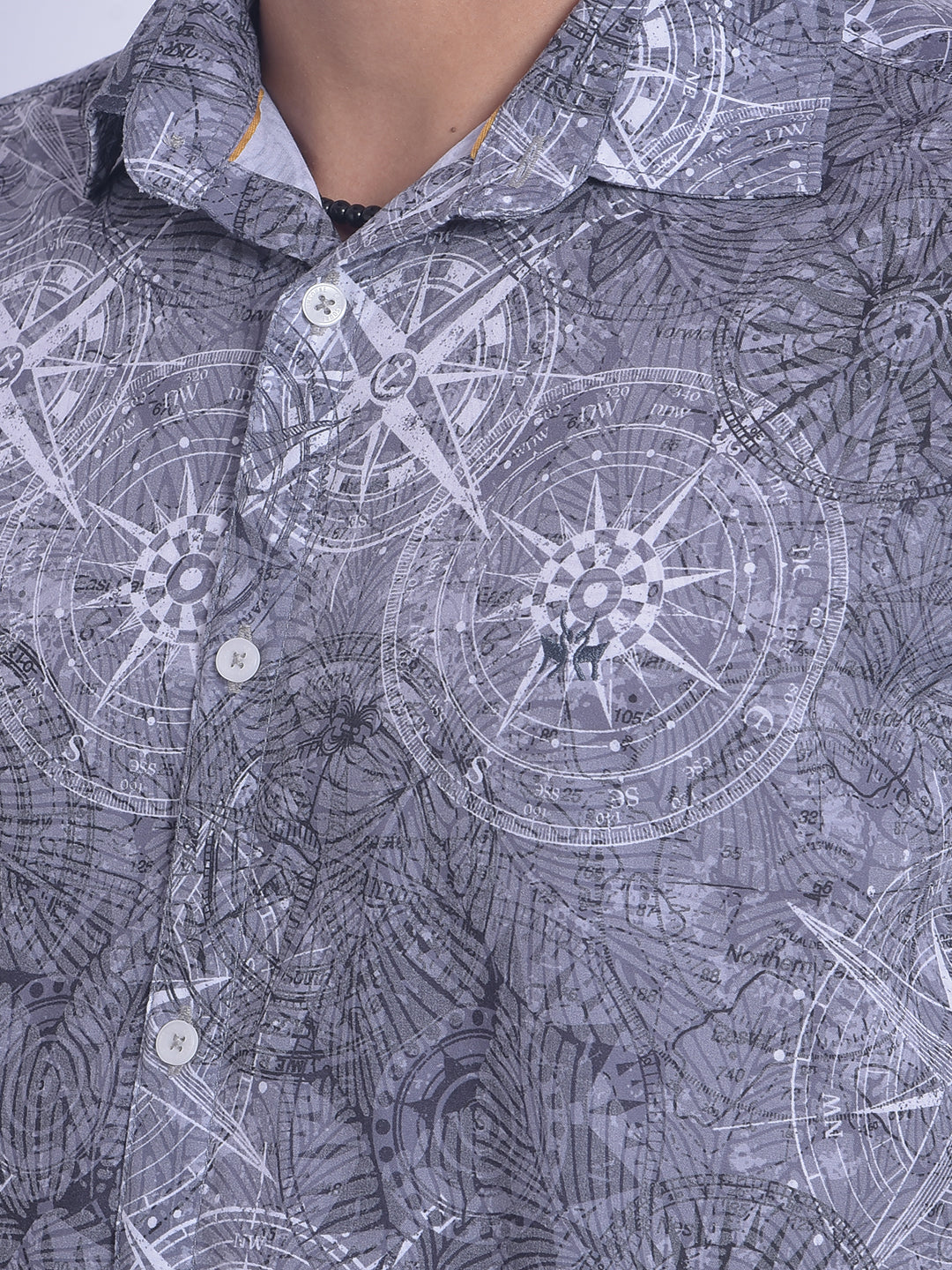 Grey Printed Shirt-Men Shirts-Crimsoune Club