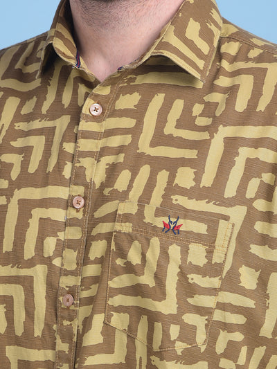 Brown Printed 100% Cotton Shirt-Men Shirts-Crimsoune Club