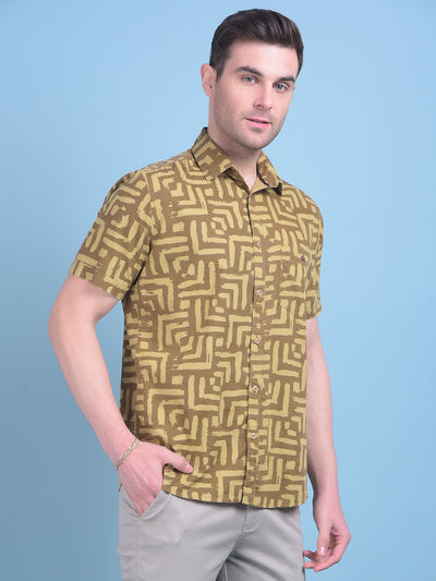 Brown Printed 100% Cotton Shirt-Men Shirts-Crimsoune Club