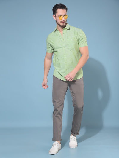 Green Textured Print 100% Cotton Shirt-Men Shirts-Crimsoune Club