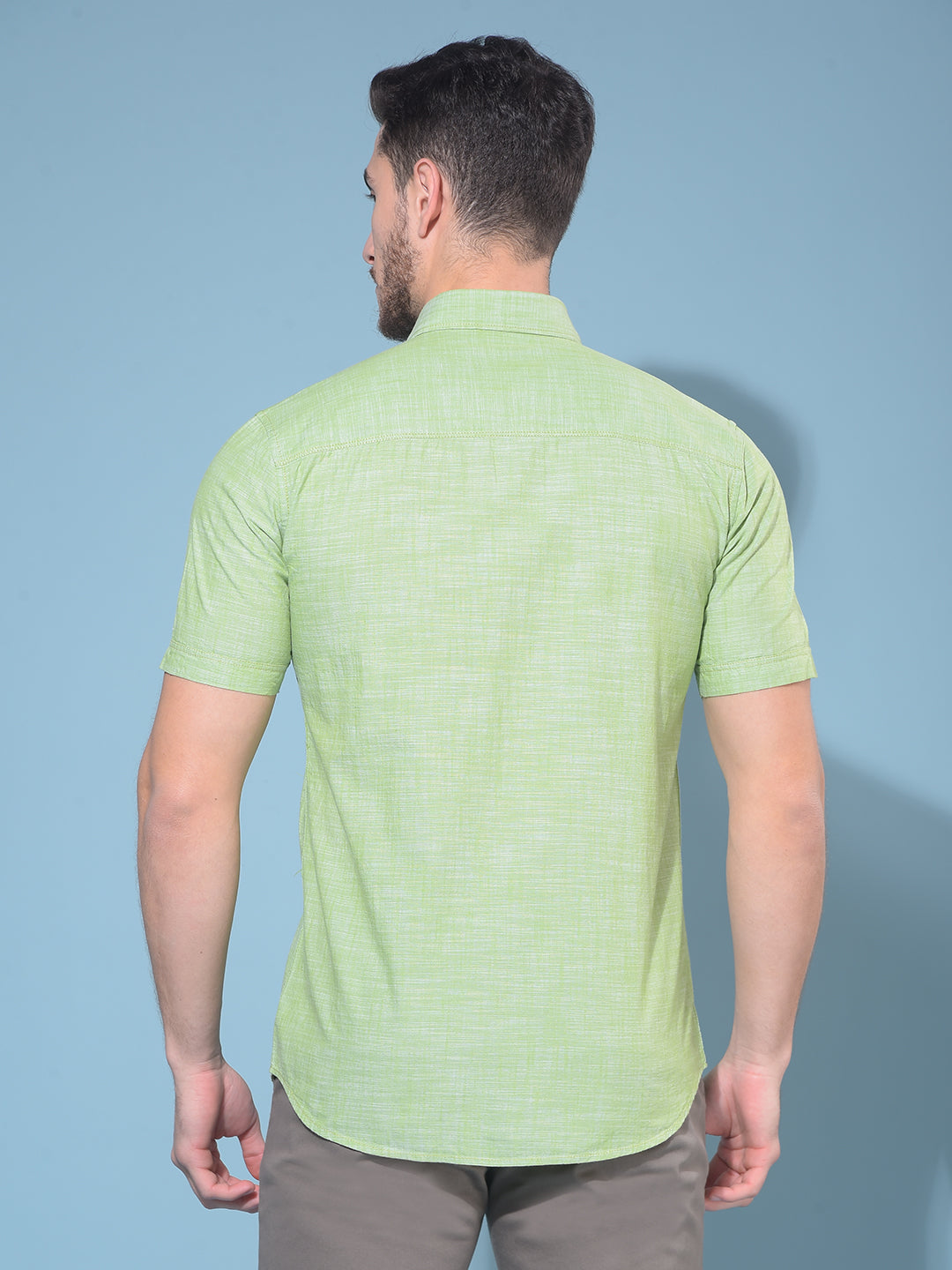 Green Textured Print 100% Cotton Shirt-Men Shirts-Crimsoune Club