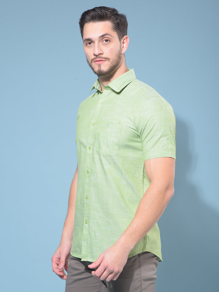 Green Textured Print 100% Cotton Shirt-Men Shirts-Crimsoune Club