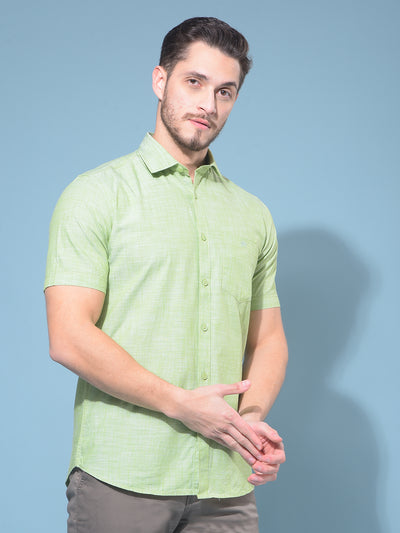 Green Textured Print 100% Cotton Shirt-Men Shirts-Crimsoune Club