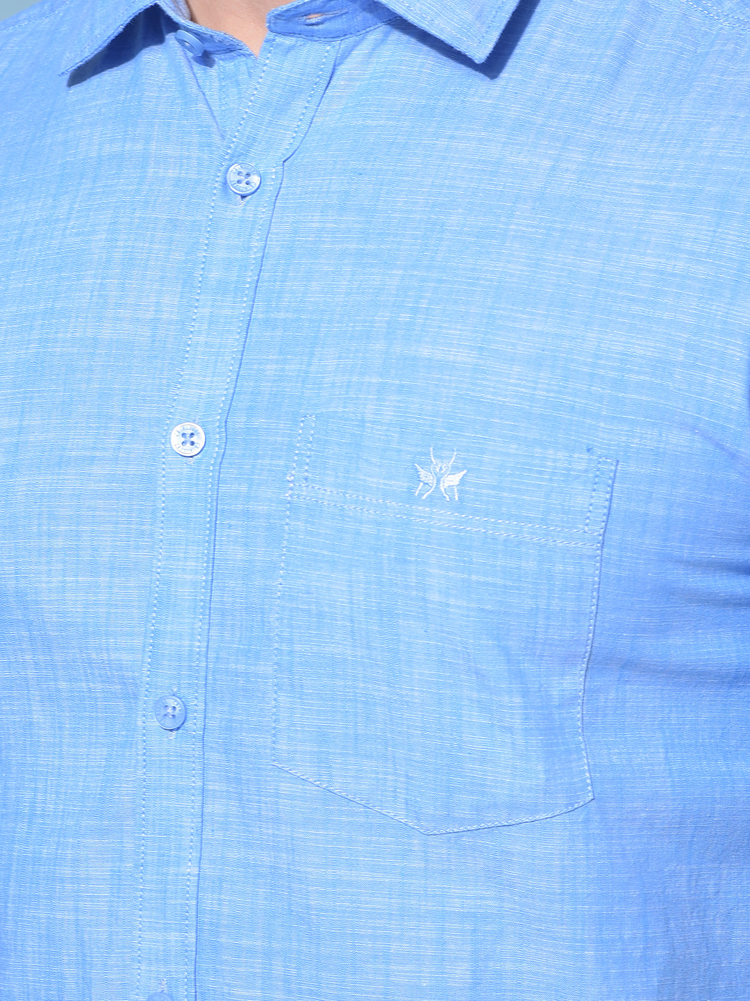 Blue Textured Print 100% Cotton Shirt-Men Shirts-Crimsoune Club