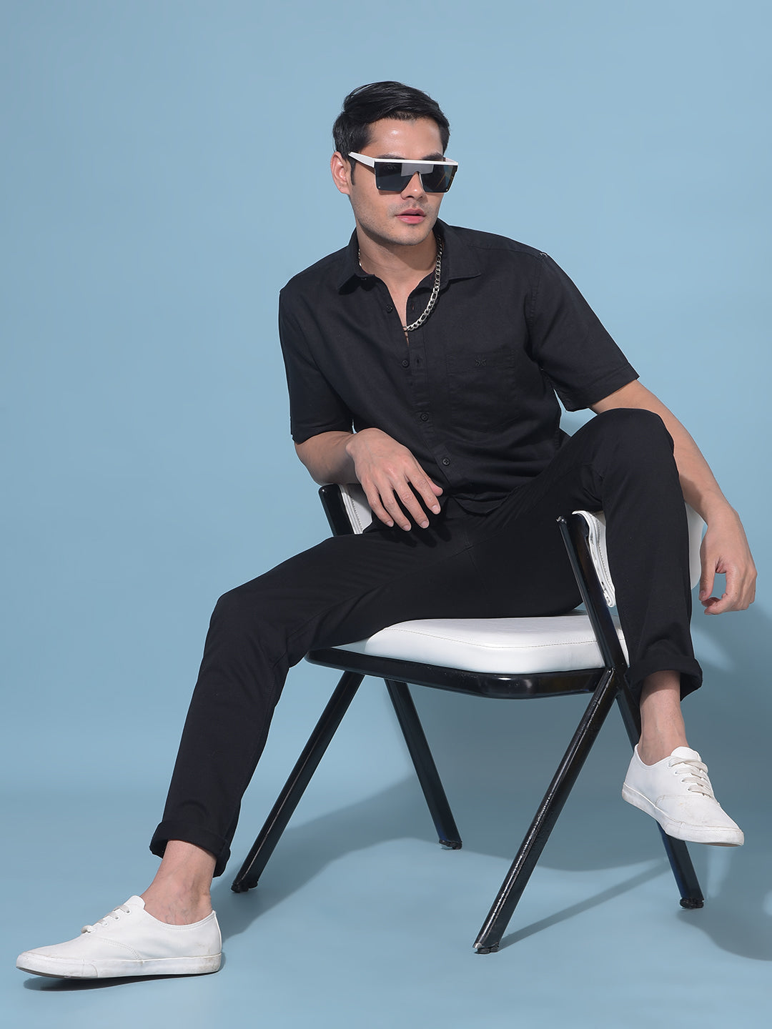 Black Linen Shirt-Men Shirts-Crimsoune Club