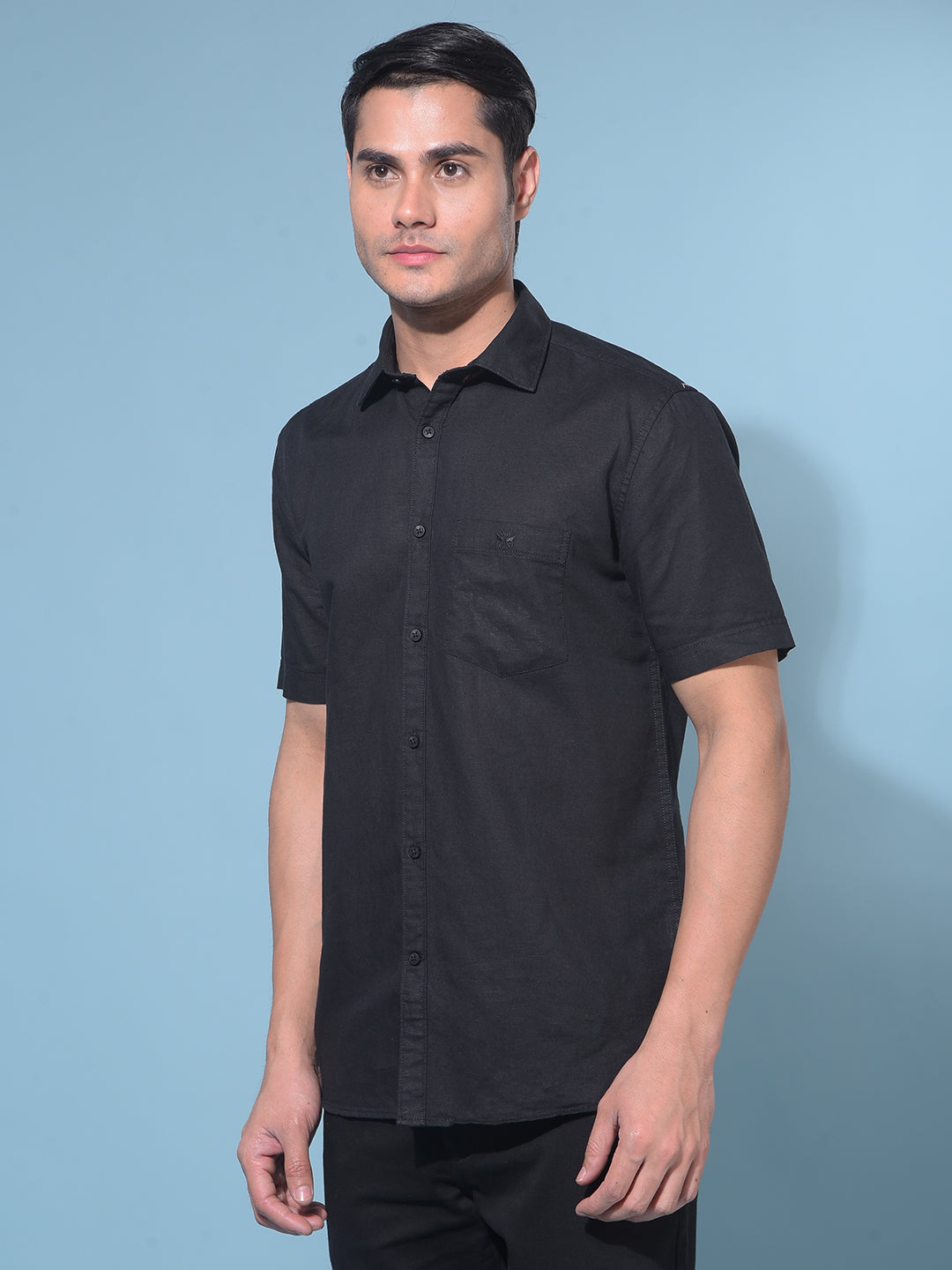 Black Linen Shirt-Men Shirts-Crimsoune Club