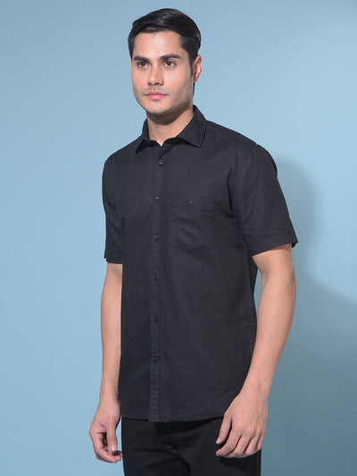 Black Linen Shirt-Men Shirts-Crimsoune Club