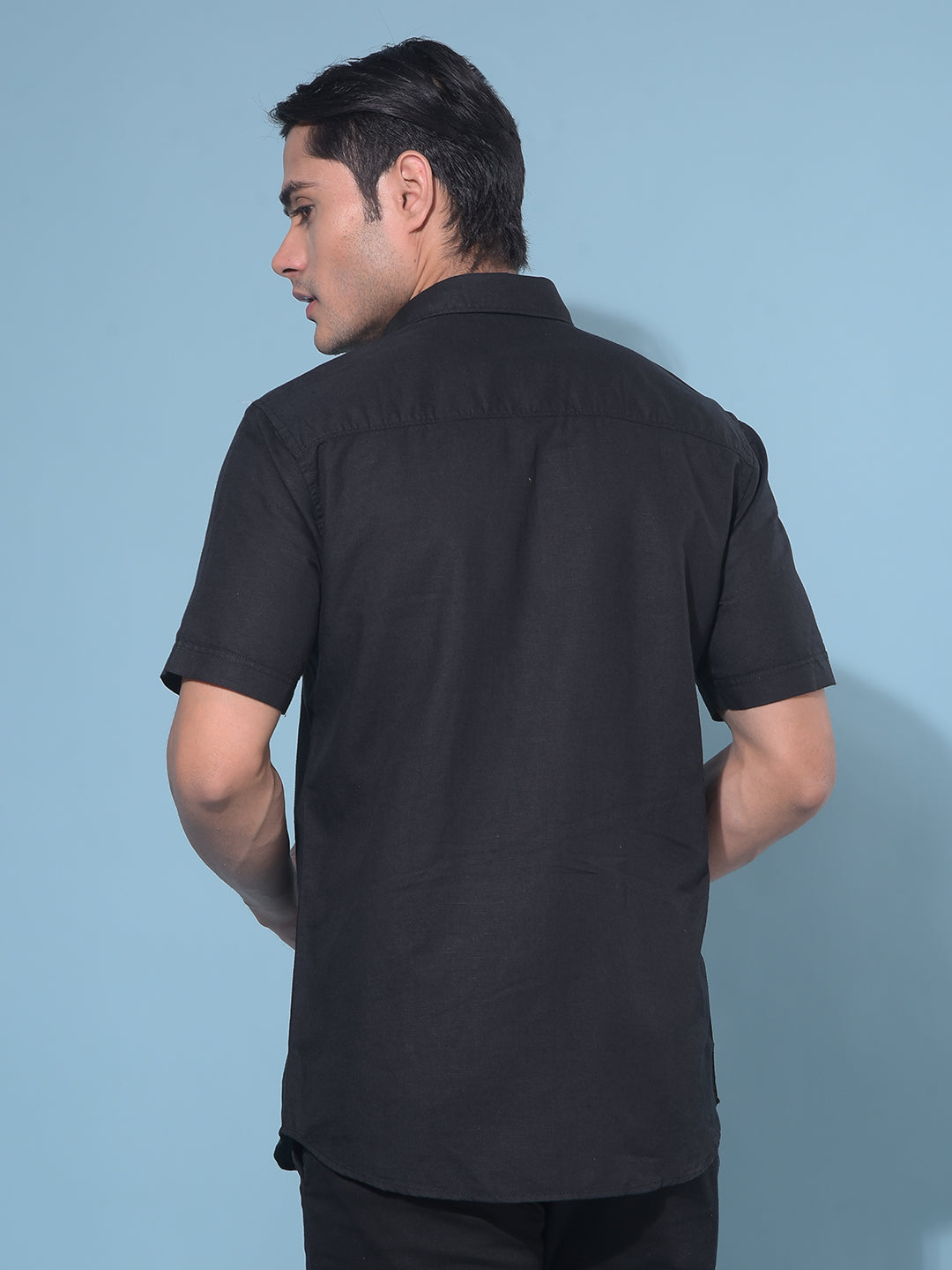 Black Linen Shirt-Men Shirts-Crimsoune Club