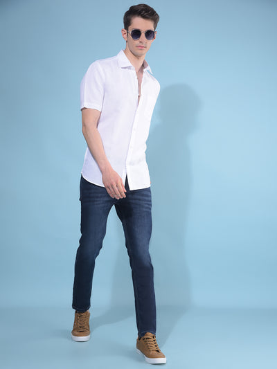 White Linen Shirt-Men Shirts-Crimsoune Club