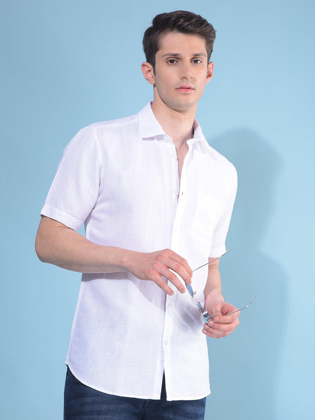 White Linen Shirt-Men Shirts-Crimsoune Club