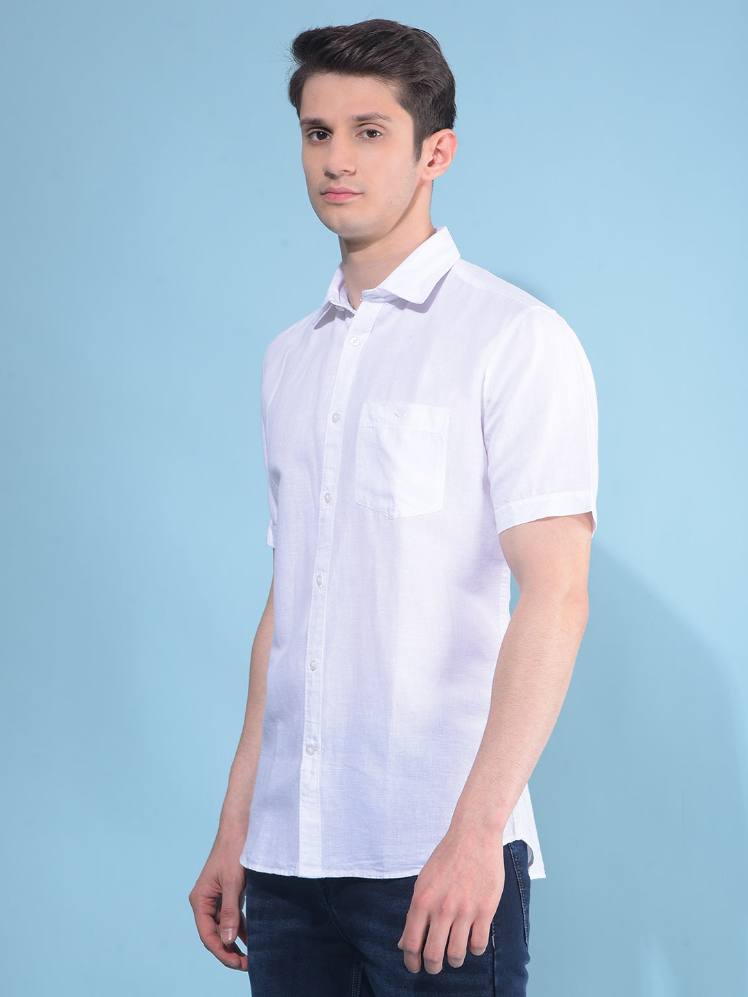 White Linen Shirt-Men Shirts-Crimsoune Club