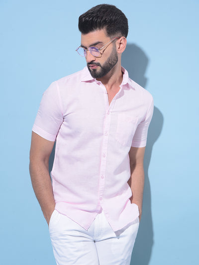 Pink Linen Shirt-Men Shirts-Crimsoune Club