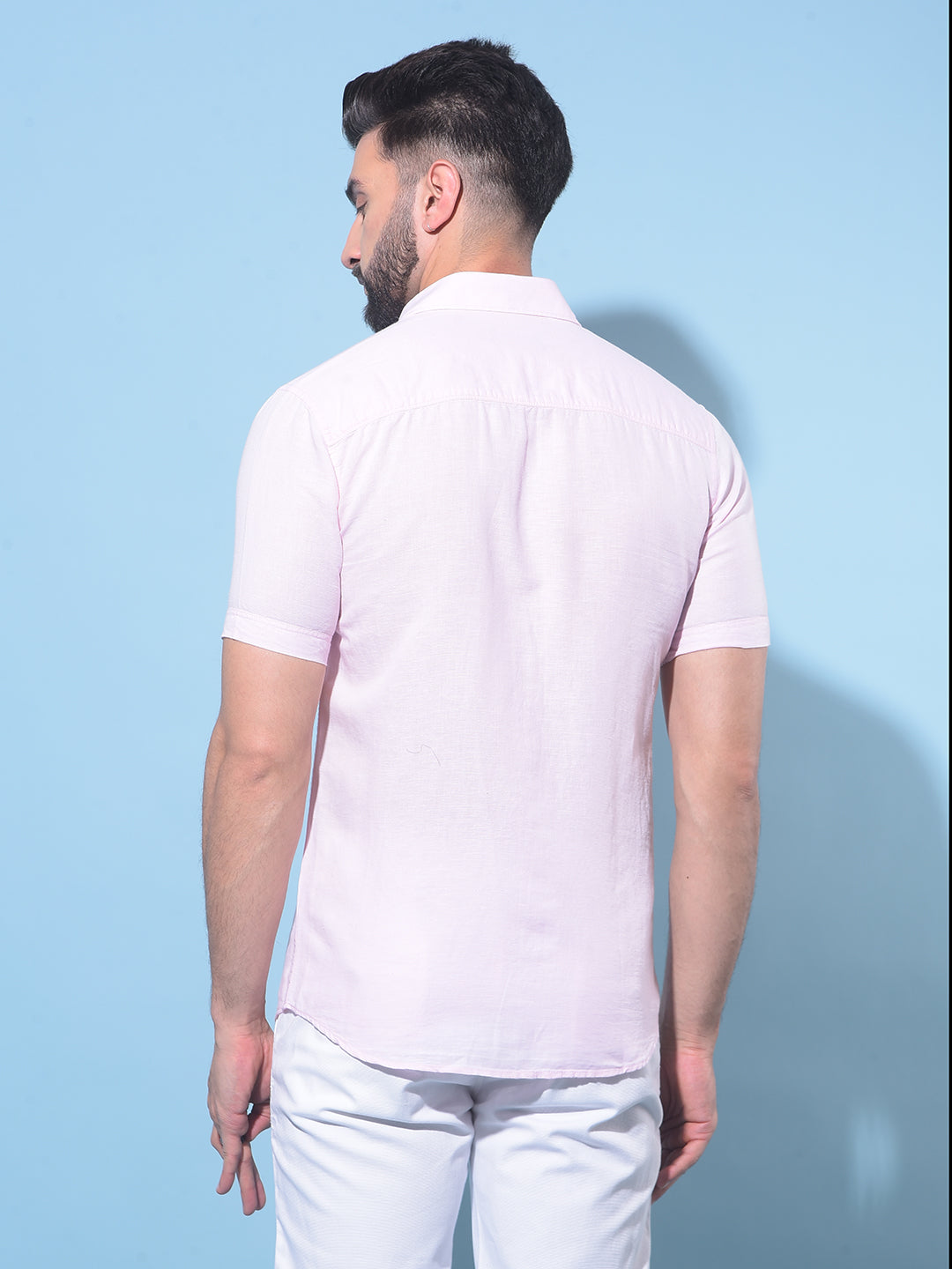 Pink Linen Shirt-Men Shirts-Crimsoune Club