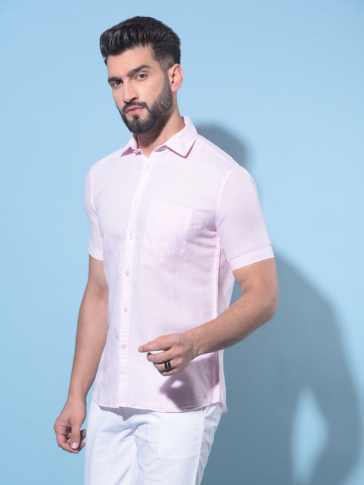 Pink Linen Shirt-Men Shirts-Crimsoune Club