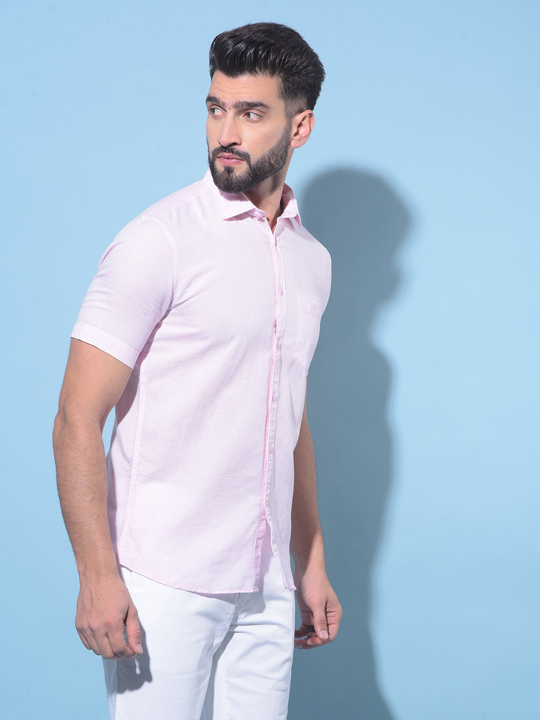 Pink Linen Shirt-Men Shirts-Crimsoune Club