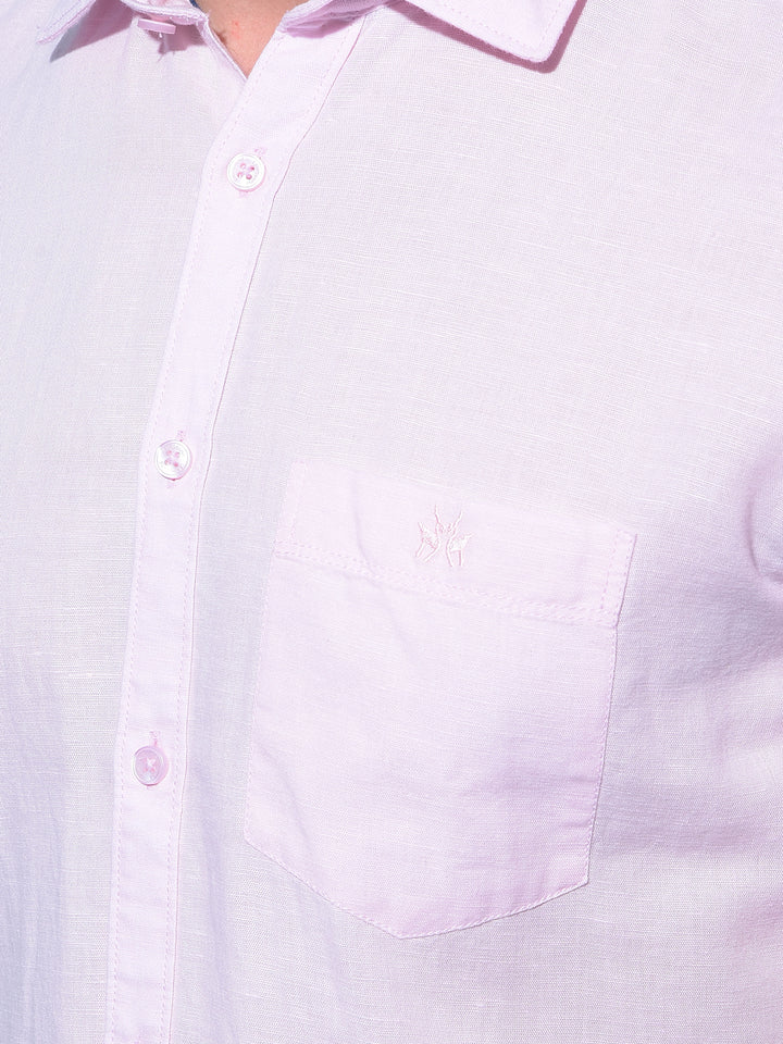 Pink Linen Shirt-Men Shirts-Crimsoune Club
