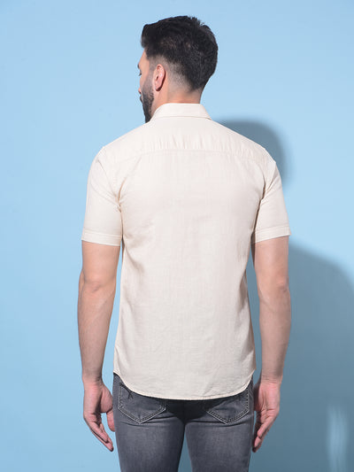 Beige Linen Shirt-Men Shirts-Crimsoune Club