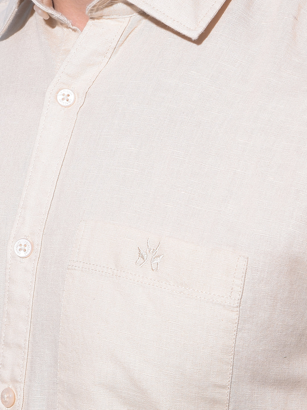 Beige Linen Shirt-Men Shirts-Crimsoune Club