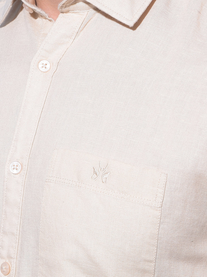 Beige Linen Shirt-Men Shirts-Crimsoune Club