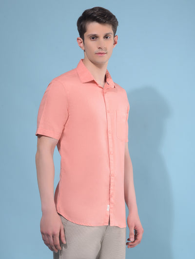 Peach Linen Shirt-Men Shirts-Crimsoune Club