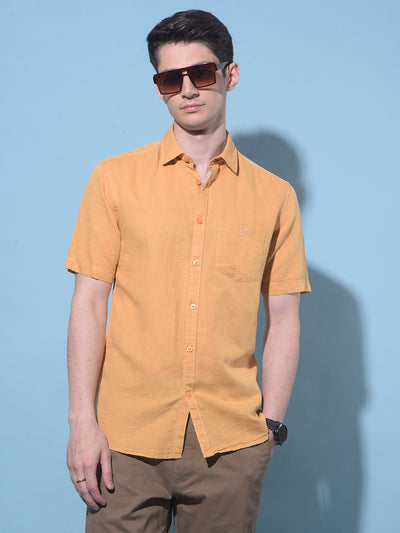 Mustard Linen Shirt-Men Shirts-Crimsoune Club