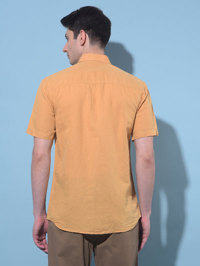 Mustard Linen Shirt-Men Shirts-Crimsoune Club