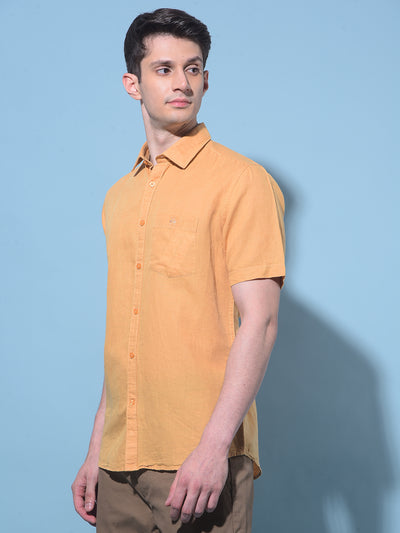 Mustard Linen Shirt-Men Shirts-Crimsoune Club