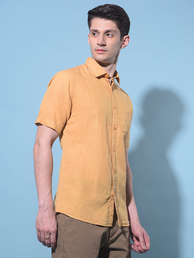 Mustard Linen Shirt-Men Shirts-Crimsoune Club