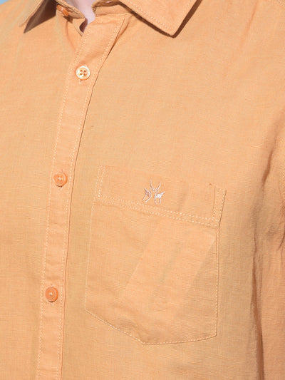 Mustard Linen Shirt-Men Shirts-Crimsoune Club