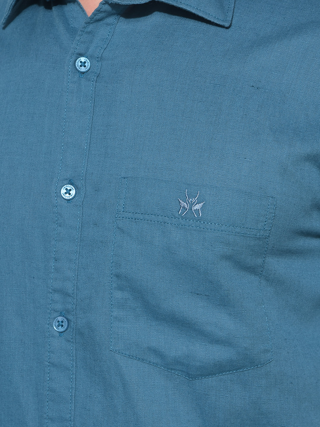 Blue Linen Shirt-Men Shirts-Crimsoune Club